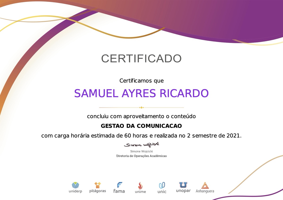 Certificado de Gestão da Comunicação