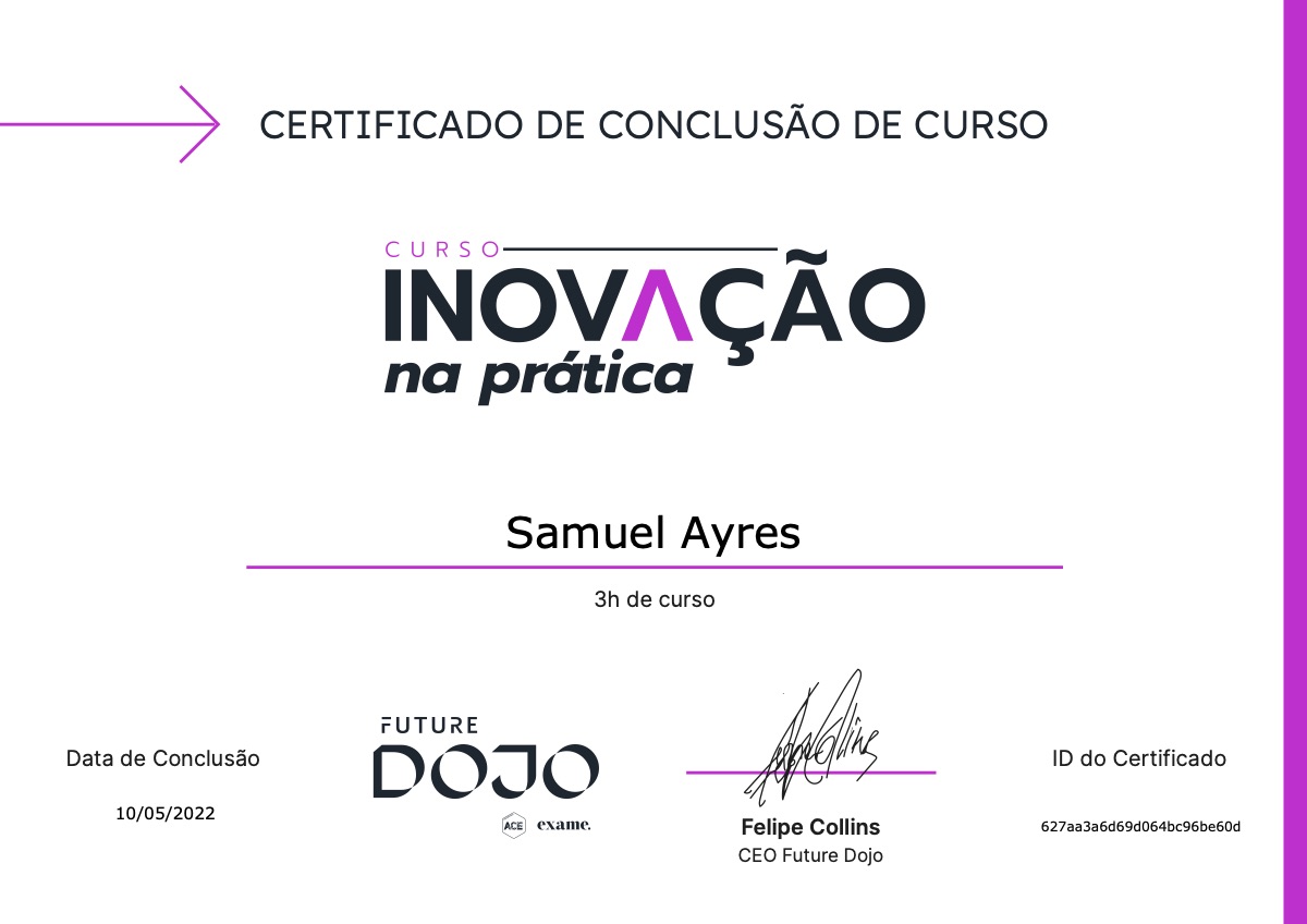 Certificado Inovação na Prática