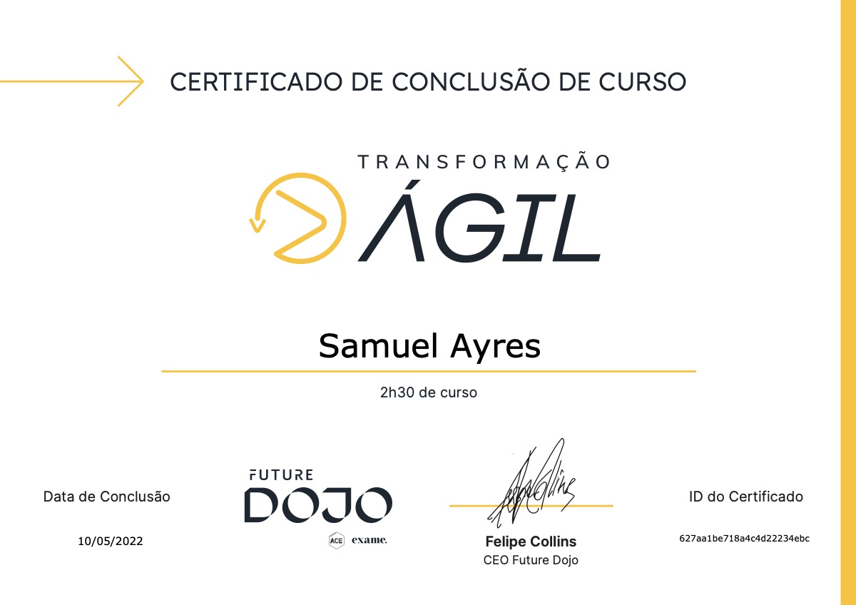 Certificado Transformação Ágil