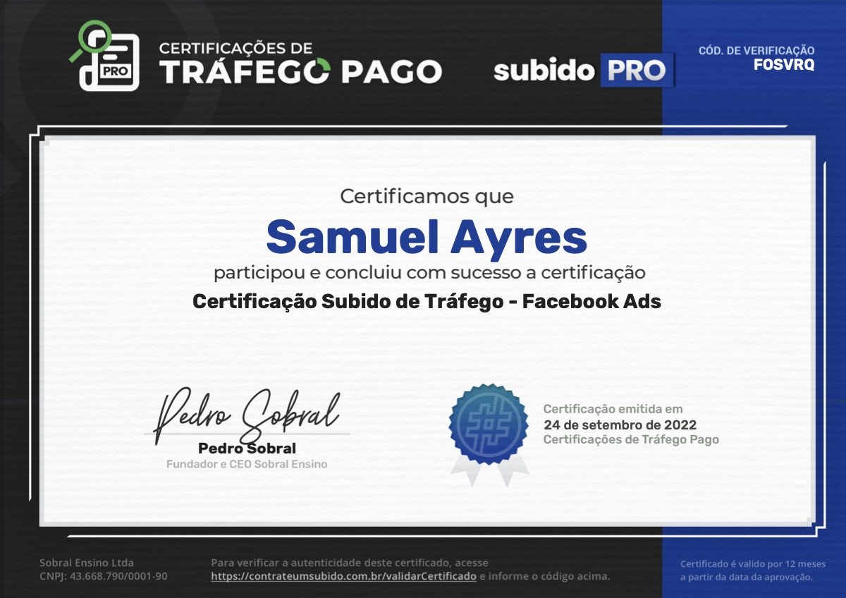 Certificado complementar de formação